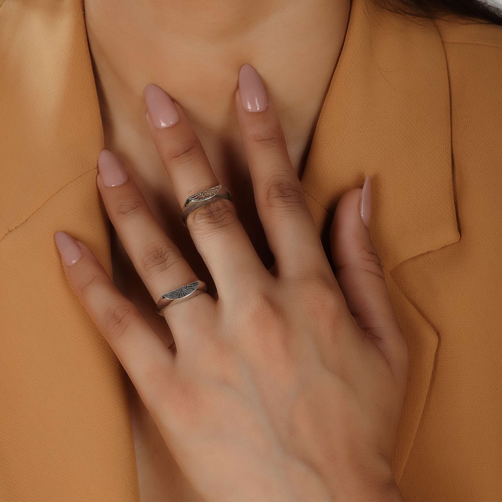 Sun & Moon Two-in-One Paired Ring for Couples – Hallmarked 925 Sterling Silver White Gold Plated | Daily Wear Jewelry
